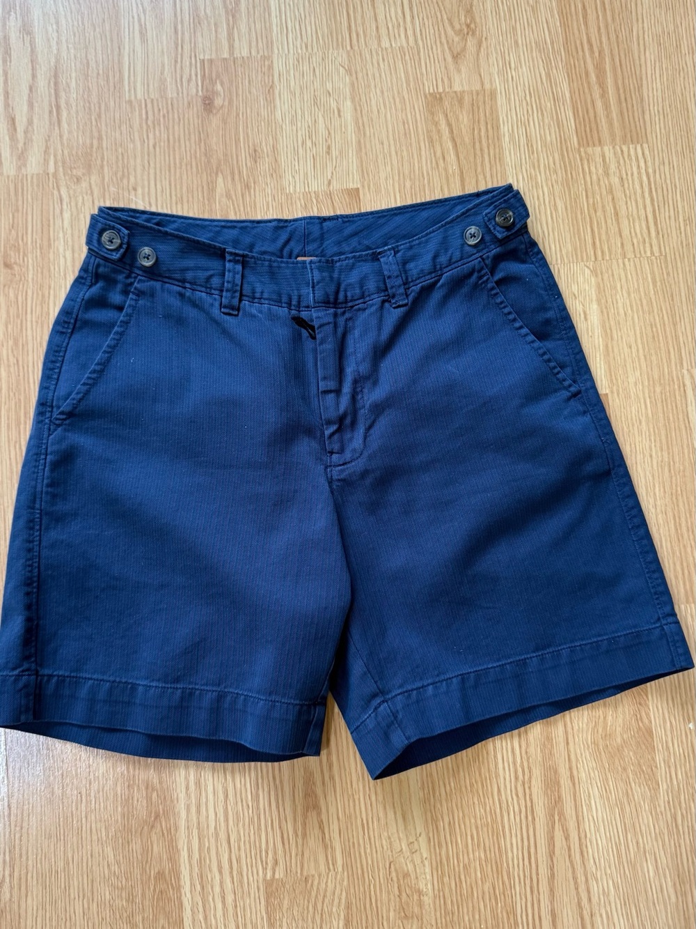 Free People Navy Blue Herringbone High Rise Chino Shorts Size 4 NWOT